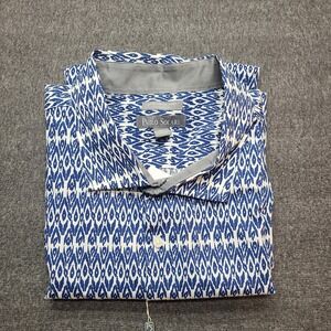 PAULO SOLARI Mens 5X Performance Stretch Modern Fit Blue White Geometric Shirt